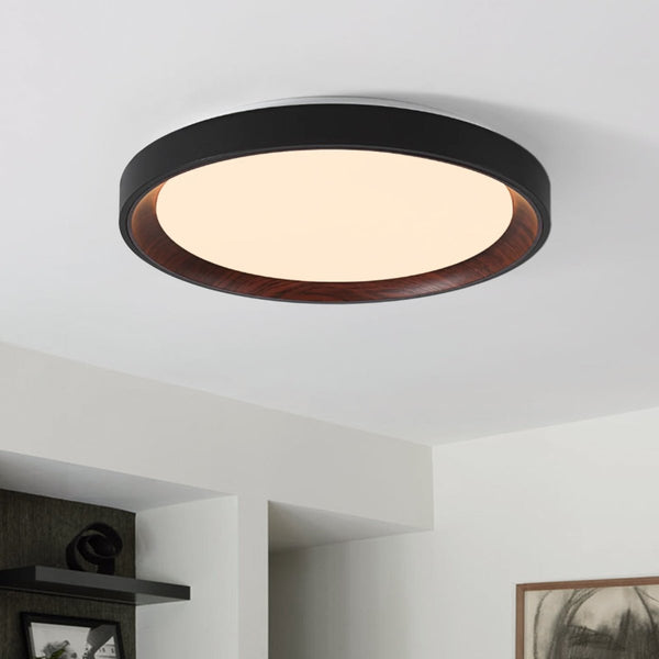 Thehouselights-Dimmable Walnut Wood LED Flush Mount Light-Flush Mount-40 cm.-