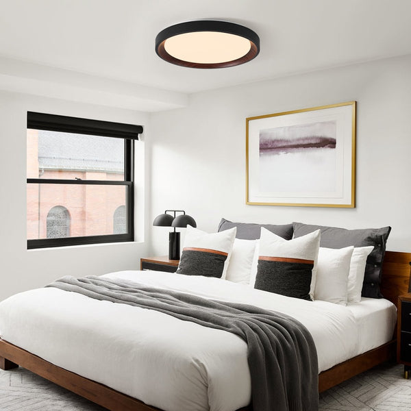 Thehouselights-Dimmable Walnut Wood LED Flush Mount Light-Flush Mount-40 cm.-