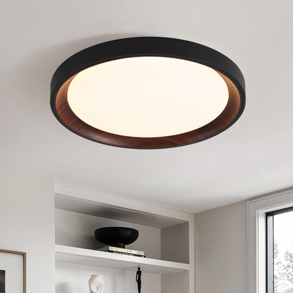 Thehouselights-Dimmable Walnut Wood LED Flush Mount Light-Flush Mount-50 cm.-