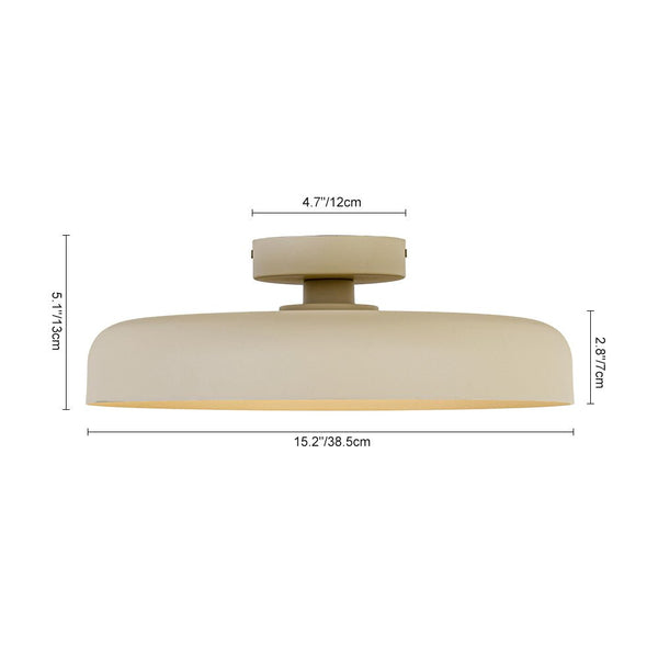 Thehouselights - Dome Shade LED Drum Semi Flush Mount - Ceiling Light - 38 cm. - 