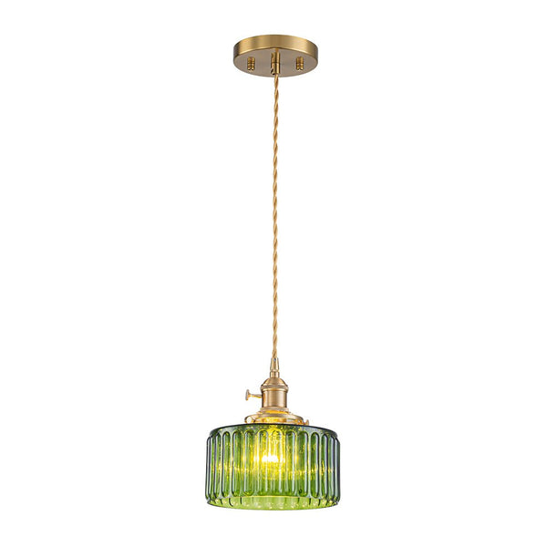 Thehouselights - Drum Strip Glass Pendant Light - Pendant - Green - 