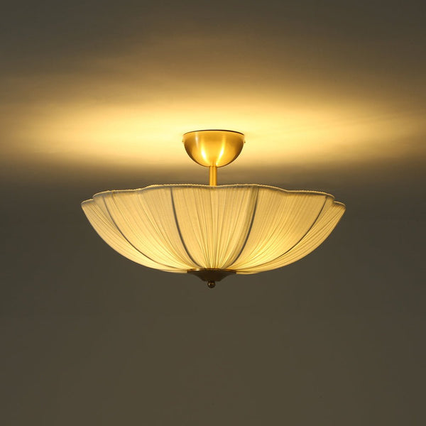 Thehouselights - Fabric Shade Flower Semi Flush Mount - Ceiling Light - 3 - Light - 