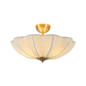 Thehouselights - Fabric Shade Flower Semi Flush Mount - Ceiling Light - 3 - Light - 