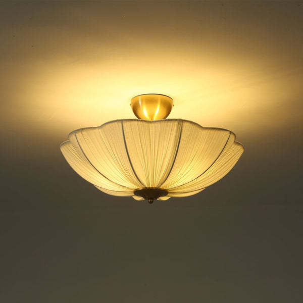 Thehouselights - Fabric Shade Flower Semi Flush Mount - Ceiling Light - 3 - Light - 