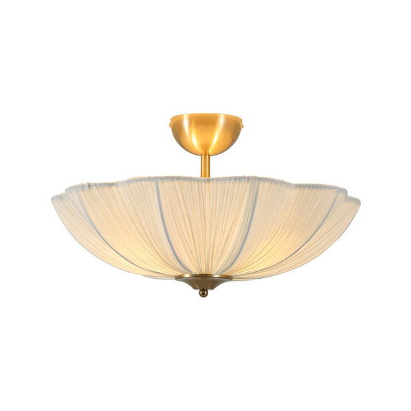 Thehouselights - Fabric Shade Flower Semi Flush Mount - Ceiling Light - 3 - Light - 