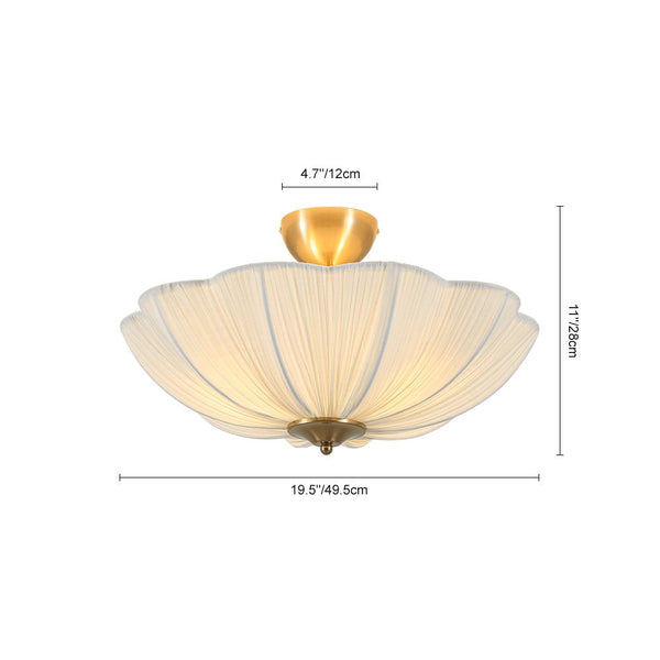 Thehouselights - Fabric Shade Flower Semi Flush Mount - Ceiling Light - 3 - Light - 