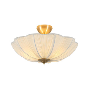 Thehouselights - Fabric Shade Flower Semi Flush Mount - Ceiling Light - 3 - Light - 