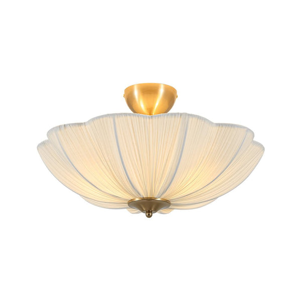 Thehouselights - Fabric Shade Flower Semi Flush Mount - Ceiling Light - 3 - Light - 