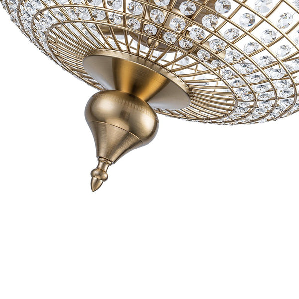Thehouselights - Faceted Crystal Flush Mount Ceiling - Ceiling Light - Brass - 