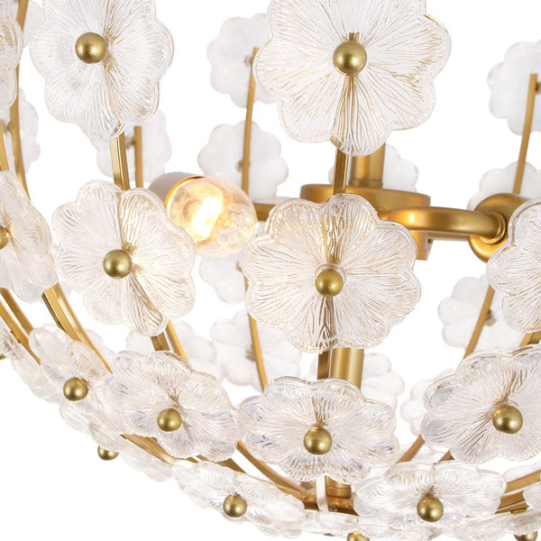 Thehouselights - Floral Glass Flower Semi Flush Mount - Ceiling Light - Brass - 