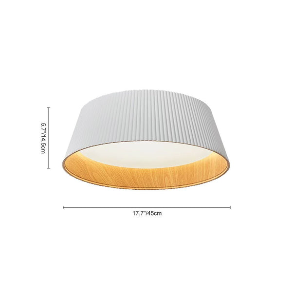 Thehouselights - Fluted Ribbed Wood Grain LED Flush Mount Ceiling Light - Ceiling Light - Cool White - Black