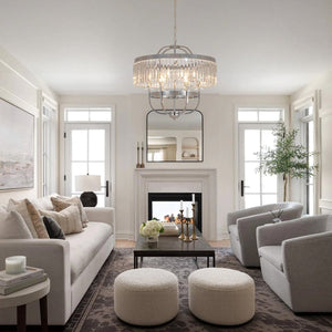 Thehouselights-Geometric Lantern Crystal Chandelier with Adjustable Height-Chandelier-Chrome-