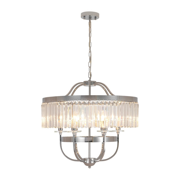 Thehouselights-Geometric Lantern Crystal Chandelier with Adjustable Height-Chandelier-Chrome-