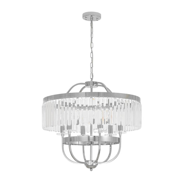 Thehouselights-Geometric Lantern Crystal Chandelier with Adjustable Height-Chandelier-Chrome-
