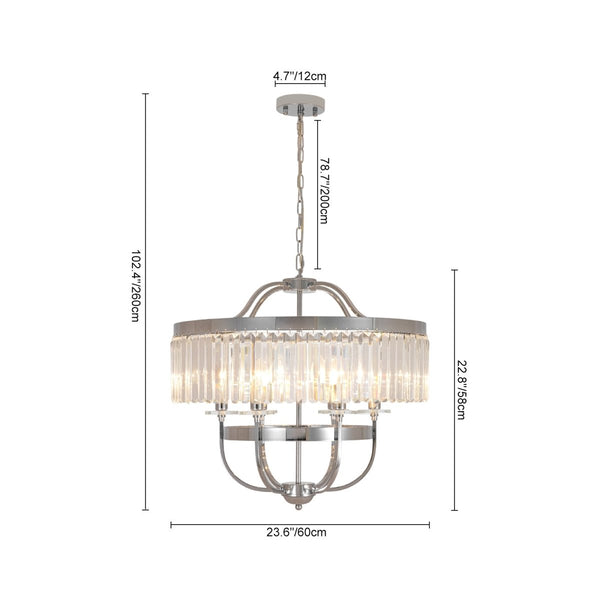 Thehouselights-Geometric Lantern Crystal Chandelier with Adjustable Height-Chandelier-Chrome-