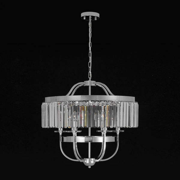 Thehouselights-Geometric Lantern Crystal Chandelier with Adjustable Height-Chandelier-Chrome-
