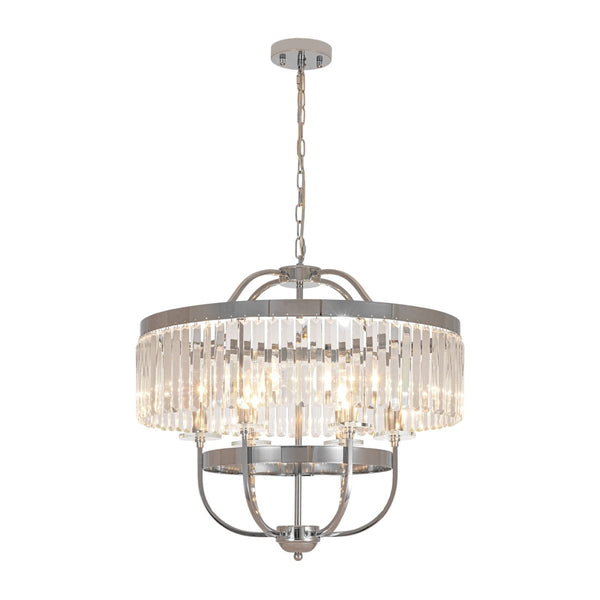 Thehouselights-Geometric Lantern Crystal Chandelier with Adjustable Height-Chandelier-Chrome-