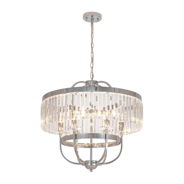 Thehouselights-Geometric Lantern Crystal Chandelier with Adjustable Height-Chandelier-Chrome-