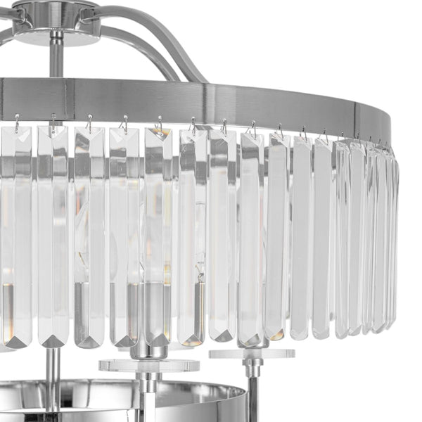 Thehouselights-Geometric Lantern Crystal Chandelier with Adjustable Height-Chandelier-Chrome-