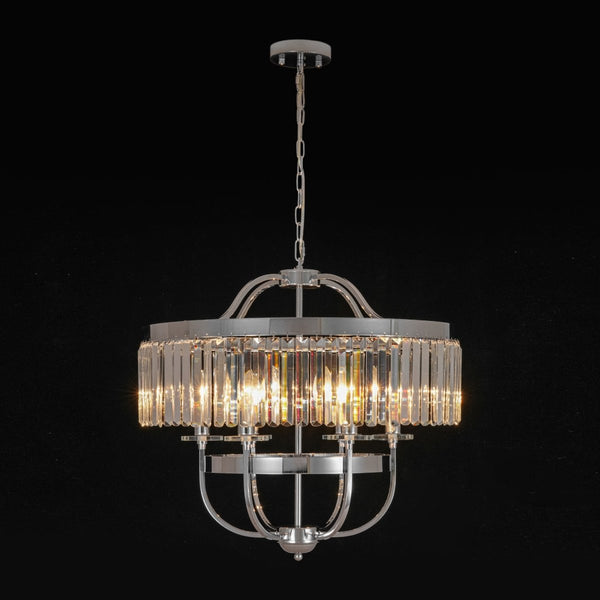 Thehouselights-Geometric Lantern Crystal Chandelier with Adjustable Height-Chandelier-Chrome-