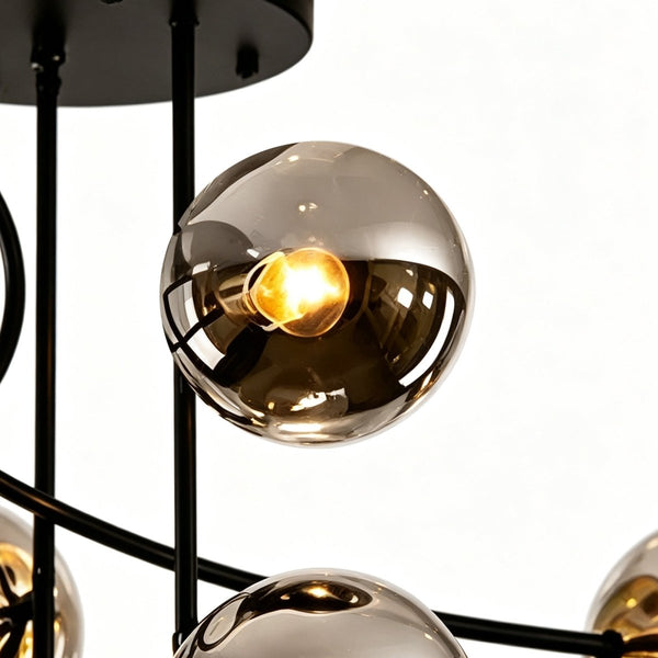 Thehouselights-Geometric Modo Bubble Glass Chandelier-Chandelier-Black-