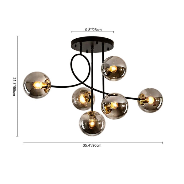 Thehouselights-Geometric Modo Bubble Glass Chandelier-Chandelier-Black-
