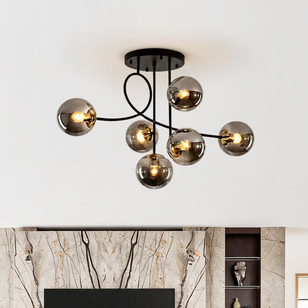 Thehouselights-Geometric Modo Bubble Glass Chandelier-Chandelier-Black-