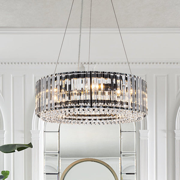Thehouselights-Glam Modern Round Crystal Chandelier-Chandelier-Black-