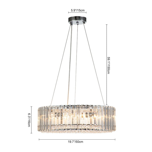 Thehouselights-Glam Modern Round Crystal Chandelier-Chandelier-Chrome-