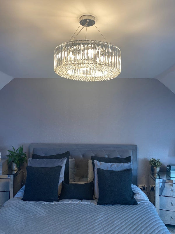 Thehouselights - Glam Modern Round Crystal Chandelier - Chandelier - Chrome - 
