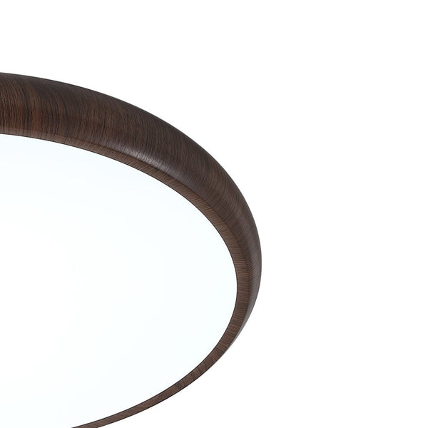 Thehouselights-Glossy Wood LED Flush Mount-Ceiling Light-Warm White-Walnut Grain