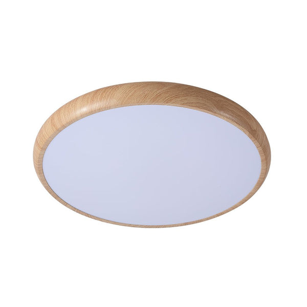 Thehouselights-Glossy Wood LED Flush Mount-Ceiling Light-Warm White-Walnut Grain