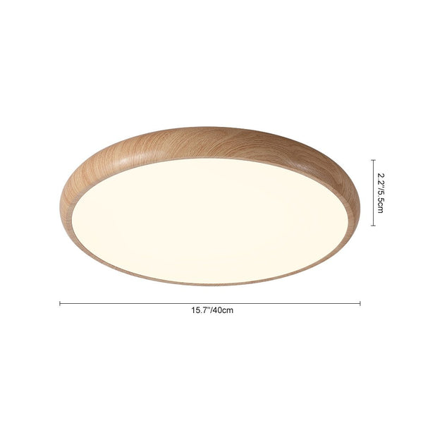 Thehouselights-Glossy Wood LED Flush Mount-Ceiling Light-Warm White-Walnut Grain