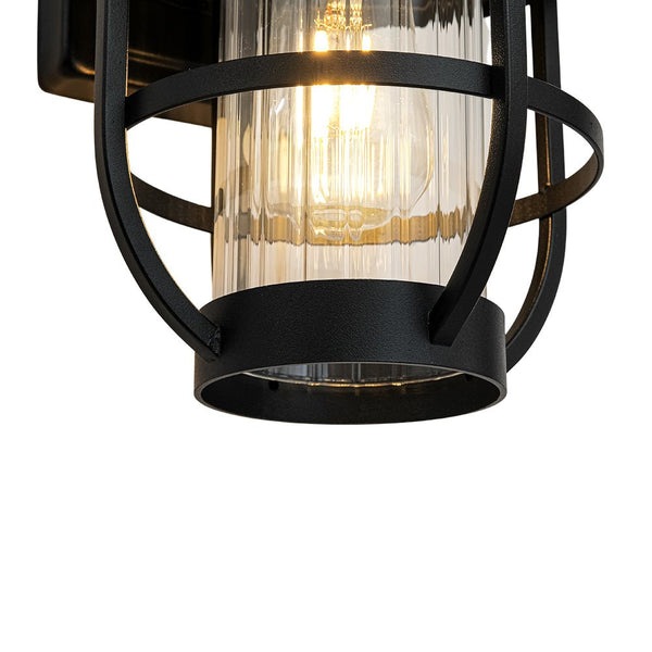 Thehouselights - IP23 Lantern Glass Cage Outdoor Wall Sconce - Wall Lights - 1 Pack - 