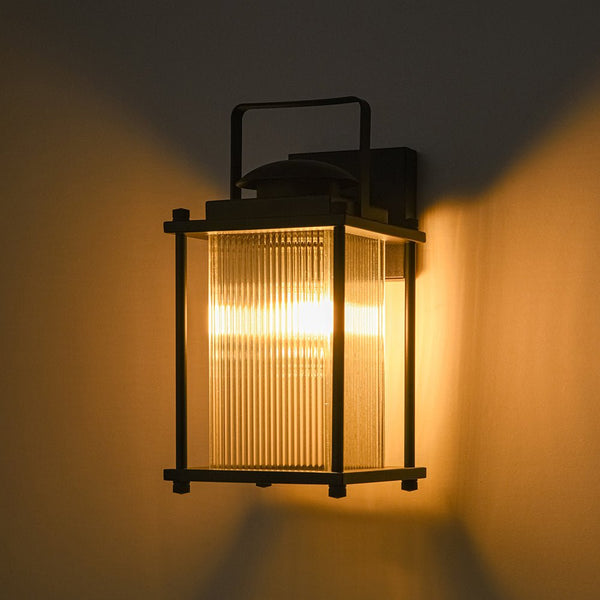 Thehouselights-IP23 Lantern Waterproof Ribbed Glass Outdoor Wall Sconce-Wall Lights-1 Pack-