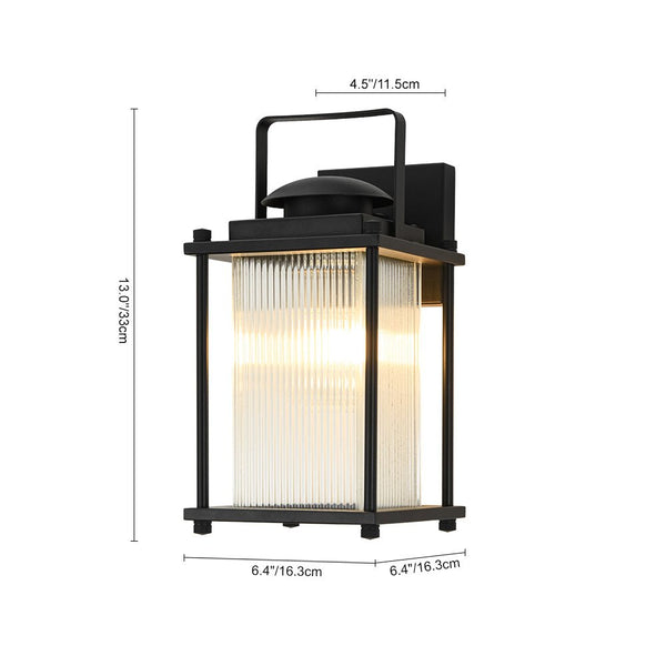 Thehouselights-IP23 Lantern Waterproof Ribbed Glass Outdoor Wall Sconce-Wall Lights-1 Pack-