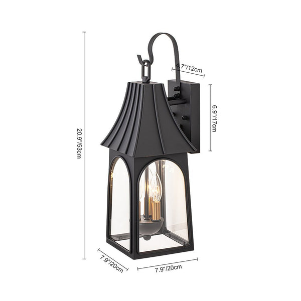 Thehouselights - IP23 Matte Black Clear Glass Outdoor Wall Sconce - Wall Lights - 1 Pack - 