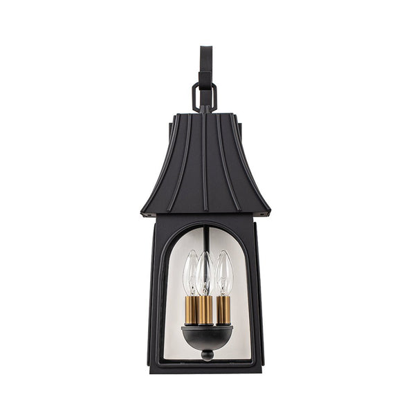 Thehouselights - IP23 Matte Black Clear Glass Outdoor Wall Sconce - Wall Lights - 1 Pack - 