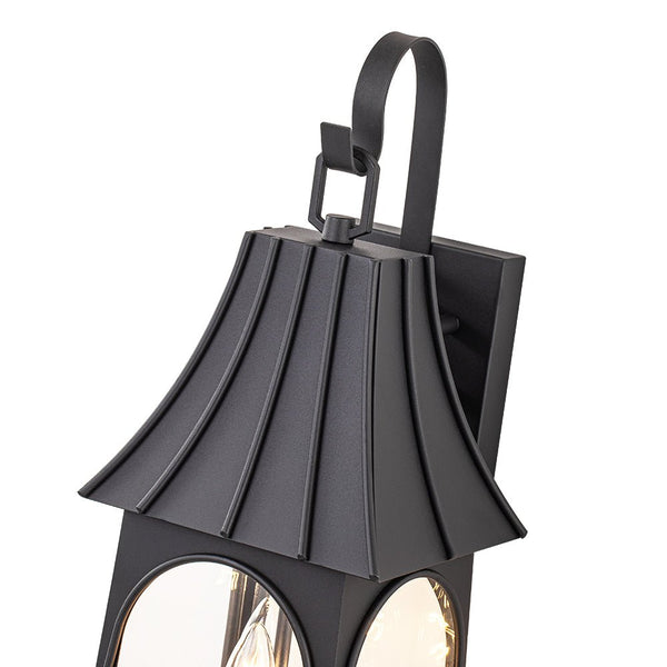 Thehouselights - IP23 Matte Black Clear Glass Outdoor Wall Sconce - Wall Lights - 1 Pack - 