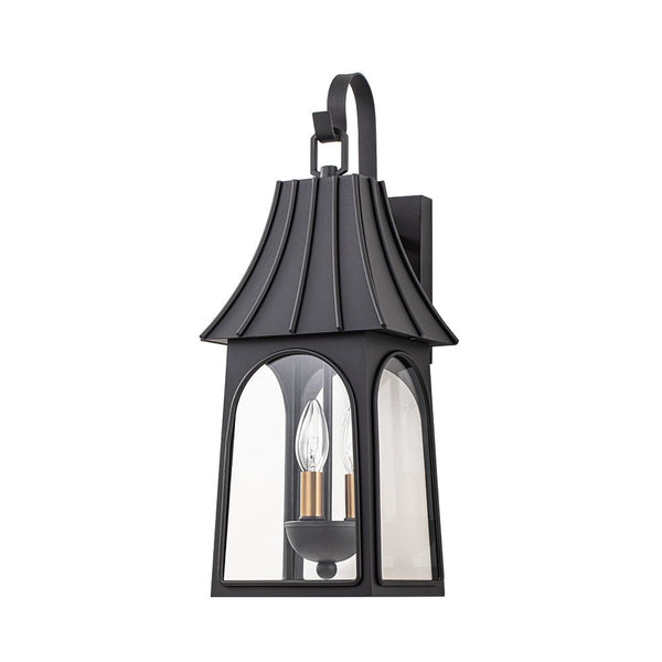Thehouselights - IP23 Matte Black Clear Glass Outdoor Wall Sconce - Wall Lights - 1 Pack - 