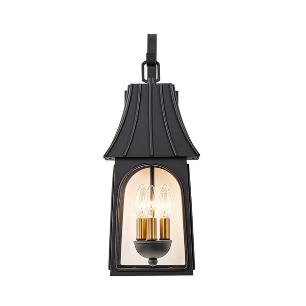 Thehouselights - IP23 Matte Black Clear Glass Outdoor Wall Sconce - Wall Lights - 1 Pack - 
