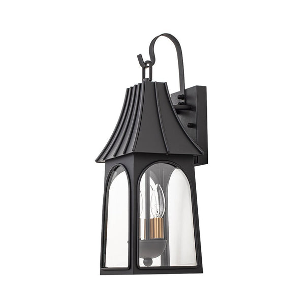 Thehouselights - IP23 Matte Black Clear Glass Outdoor Wall Sconce - Wall Lights - 1 Pack - 