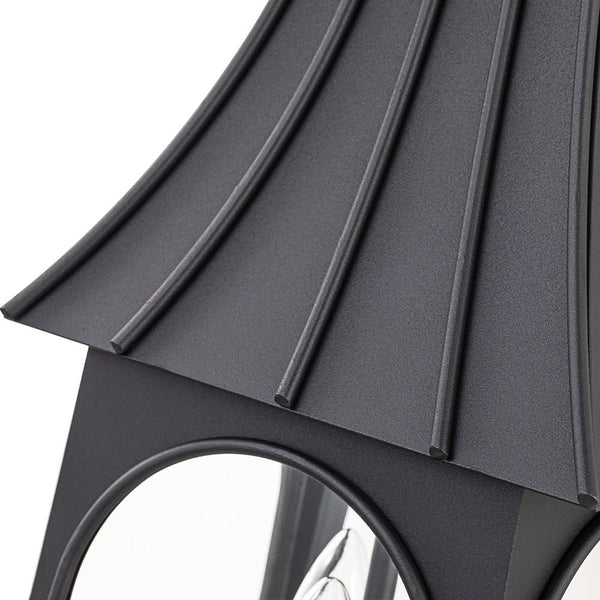Thehouselights - IP23 Matte Black Clear Glass Outdoor Wall Sconce - Wall Lights - 1 Pack - 
