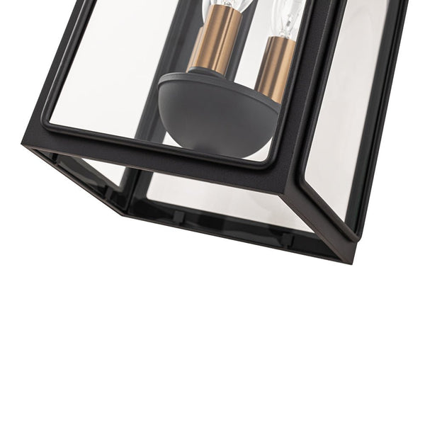 Thehouselights - IP23 Matte Black Clear Glass Outdoor Wall Sconce - Wall Lights - 1 Pack - 