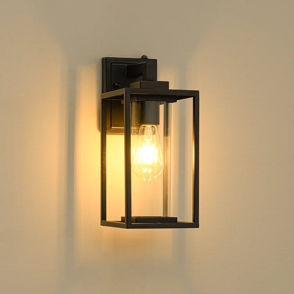 Thehouselights - IP23 Rectangular Lantern Outdoor Wall Sconce - Wall Lights - 1 Pack - 