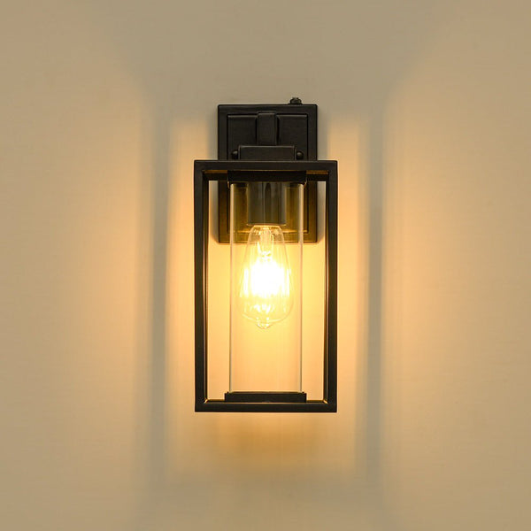 Thehouselights - IP23 Rectangular Lantern Outdoor Wall Sconce - Wall Lights - 1 Pack - 