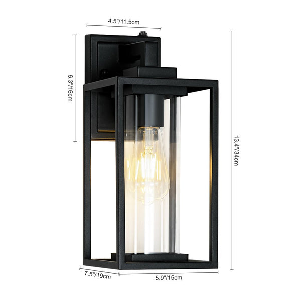 Thehouselights - IP23 Rectangular Lantern Outdoor Wall Sconce - Wall Lights - 1 Pack - 
