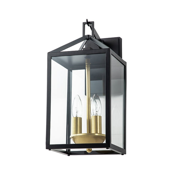 Thehouselights-IP54 Clear Glass Rectangle Lantern Outdoor Wall Sconce-Wall Lights-1 Pack-