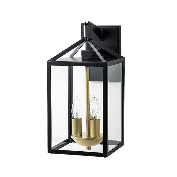 Thehouselights-IP54 Clear Glass Rectangle Lantern Outdoor Wall Sconce-Wall Lights-1 Pack-