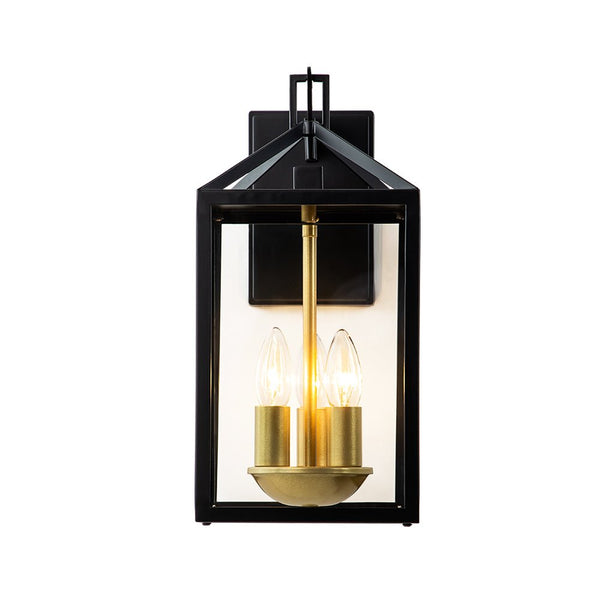 Thehouselights-IP54 Clear Glass Rectangle Lantern Outdoor Wall Sconce-Wall Lights-1 Pack-